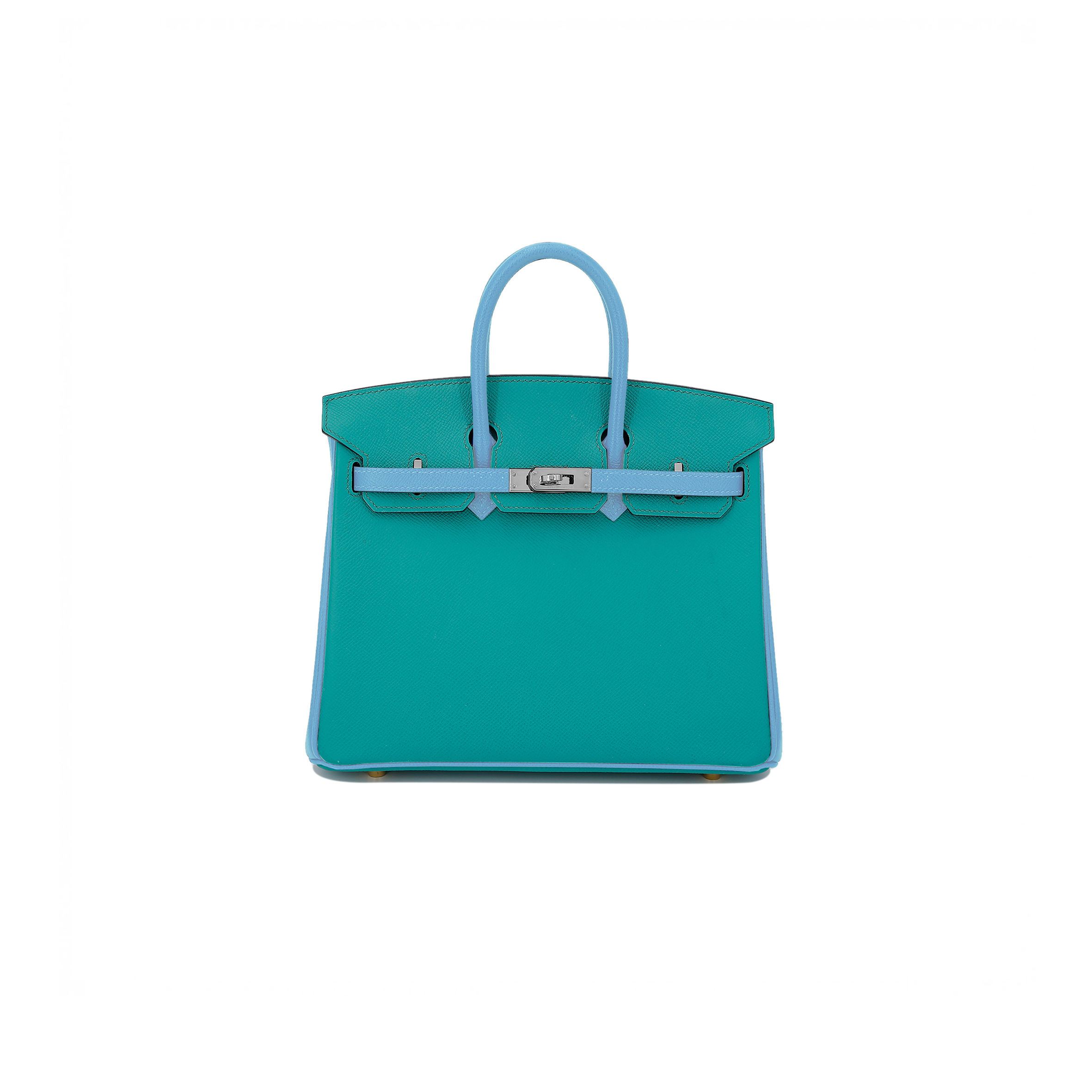 HERMES BIRKIN 30 EPSOM PEACOCK GREEN AND DENIM BLUE WITH SILVER BUCKLE BAG H028369CK74 (30*23*15cm)